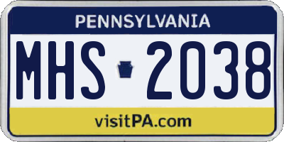 PA license plate MHS2038