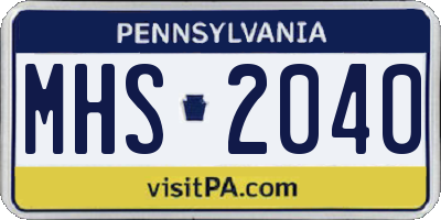 PA license plate MHS2040