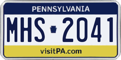 PA license plate MHS2041