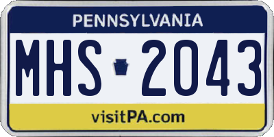 PA license plate MHS2043