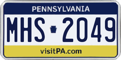 PA license plate MHS2049