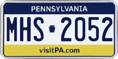 PA license plate MHS2052