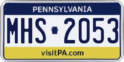 PA license plate MHS2053