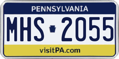 PA license plate MHS2055