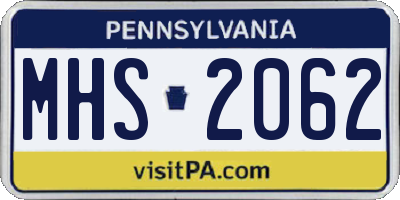 PA license plate MHS2062