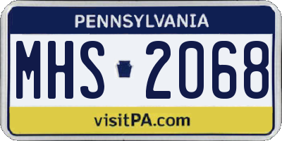 PA license plate MHS2068