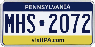 PA license plate MHS2072