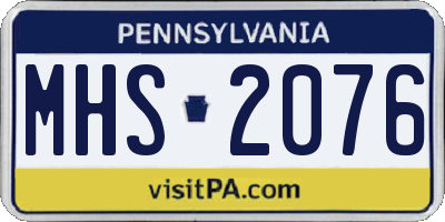 PA license plate MHS2076