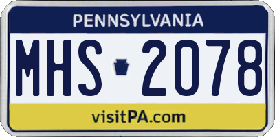 PA license plate MHS2078