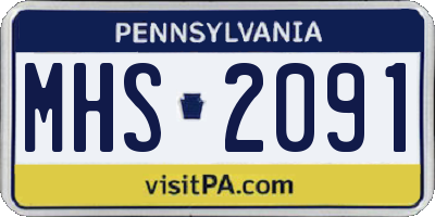 PA license plate MHS2091