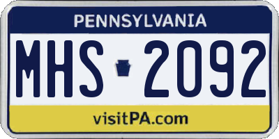 PA license plate MHS2092