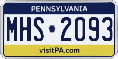 PA license plate MHS2093