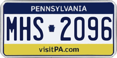 PA license plate MHS2096