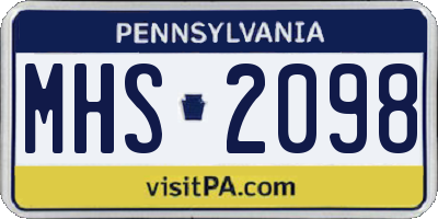 PA license plate MHS2098