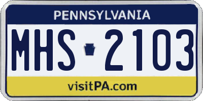 PA license plate MHS2103