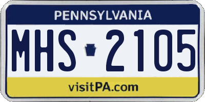 PA license plate MHS2105
