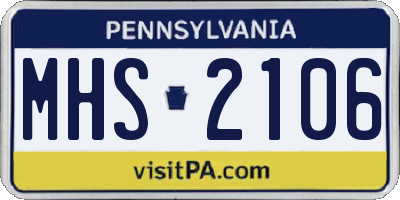 PA license plate MHS2106