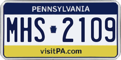 PA license plate MHS2109