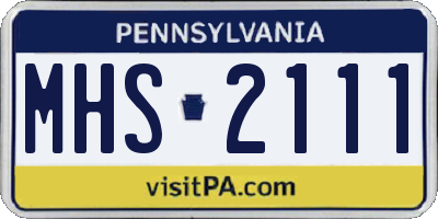PA license plate MHS2111