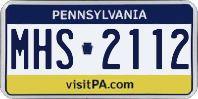 PA license plate MHS2112