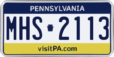 PA license plate MHS2113