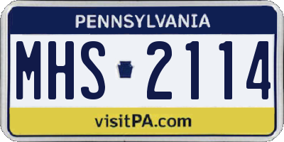 PA license plate MHS2114