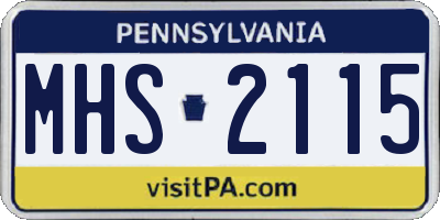 PA license plate MHS2115