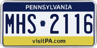 PA license plate MHS2116