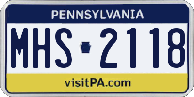 PA license plate MHS2118