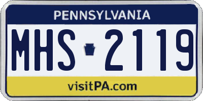 PA license plate MHS2119