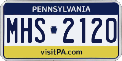 PA license plate MHS2120