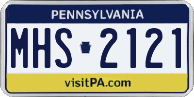 PA license plate MHS2121