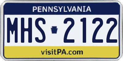 PA license plate MHS2122