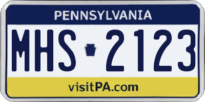 PA license plate MHS2123