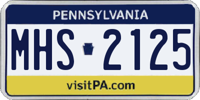 PA license plate MHS2125