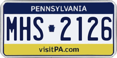 PA license plate MHS2126