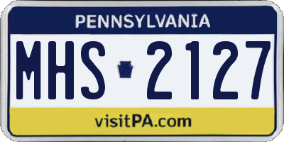 PA license plate MHS2127