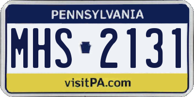 PA license plate MHS2131