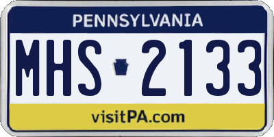 PA license plate MHS2133