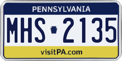 PA license plate MHS2135