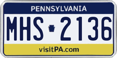 PA license plate MHS2136