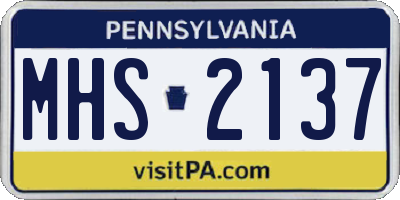 PA license plate MHS2137
