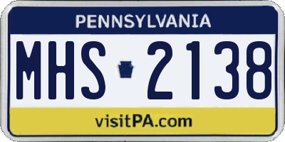 PA license plate MHS2138