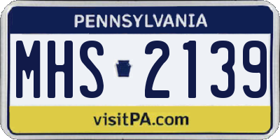 PA license plate MHS2139