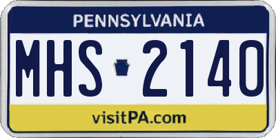 PA license plate MHS2140