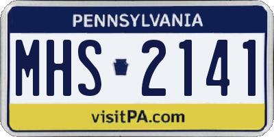 PA license plate MHS2141