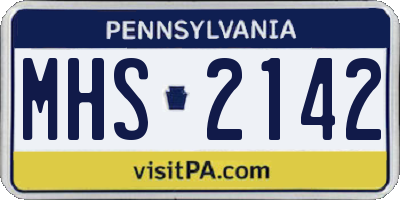 PA license plate MHS2142