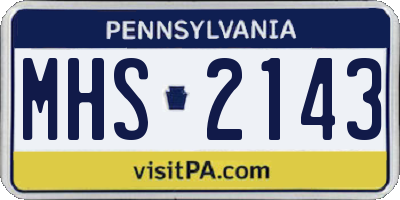 PA license plate MHS2143