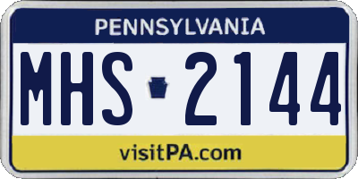 PA license plate MHS2144