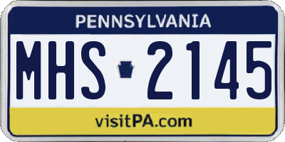 PA license plate MHS2145